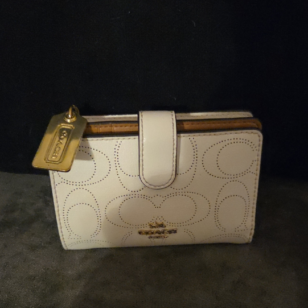 Coach Cream Women's Wallet with Gold Accents